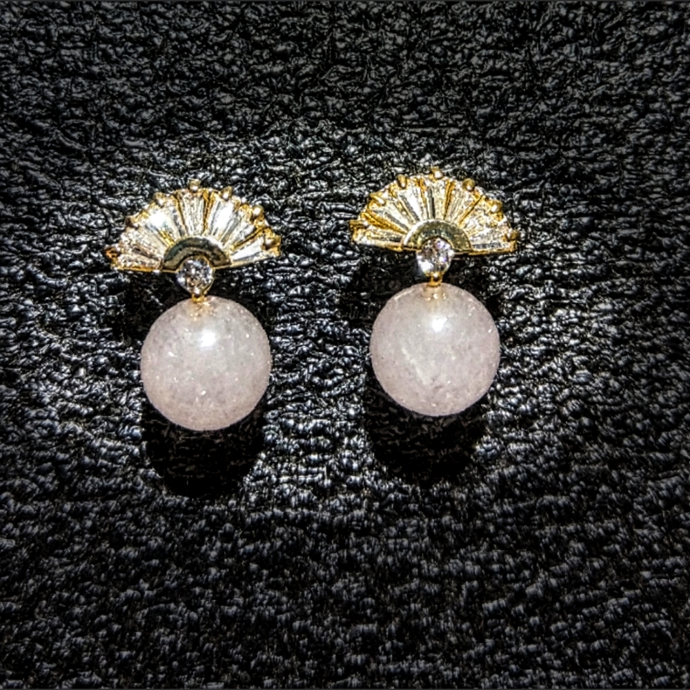 Fan Rose Quartz Earrings